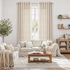Cream Beige Linen Curtains 132 Inch Length - Image 8