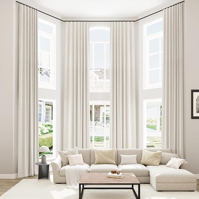 Guken Cream 100% Blackout Cream Linen Curtains 52 Inch Wide by 148 Inch 2 by Guken