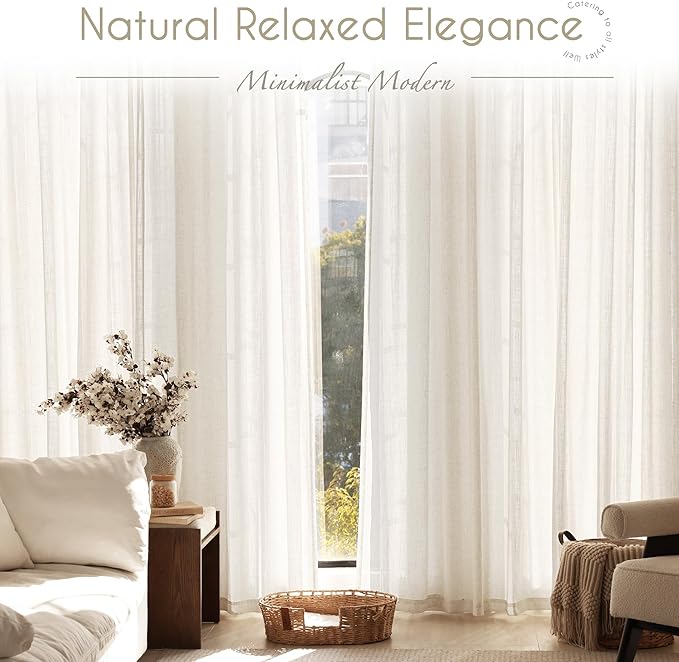 98 inch Long Linen Curtains 2 Panels - Image 5