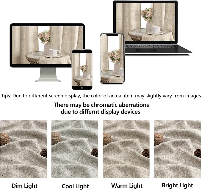 OWENIE Linen Valances for Windows 1 Pcs, Light Filtering Textured Farmhouse - Image 9