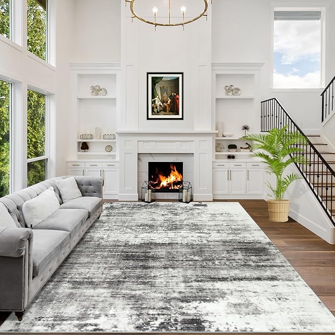 9x12 Area Rugs Washable Rug: Modern Abstract Living Room Rug Soft Anti-Skid by GENTDRIZZ