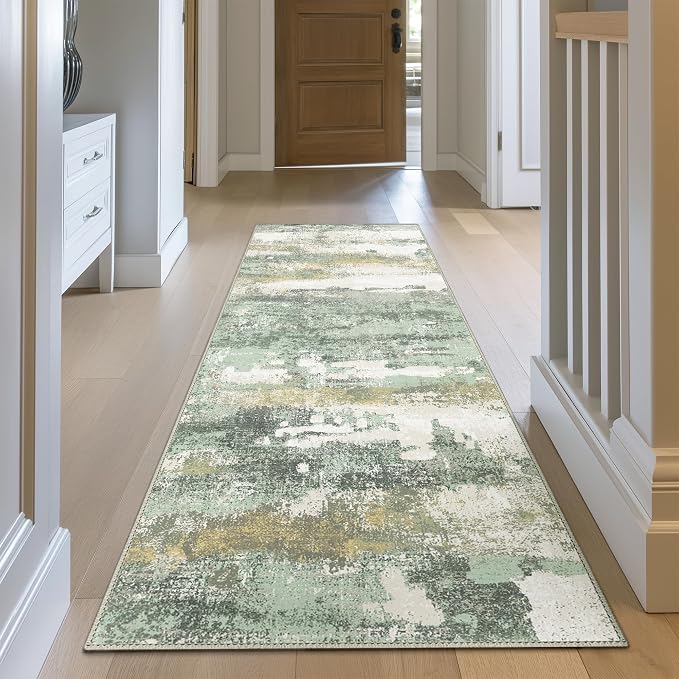 BEIMO Runner Rug for Hallway Kitchen, Soft Modern Abstract Throw Rugs, Low Pile - Image 3