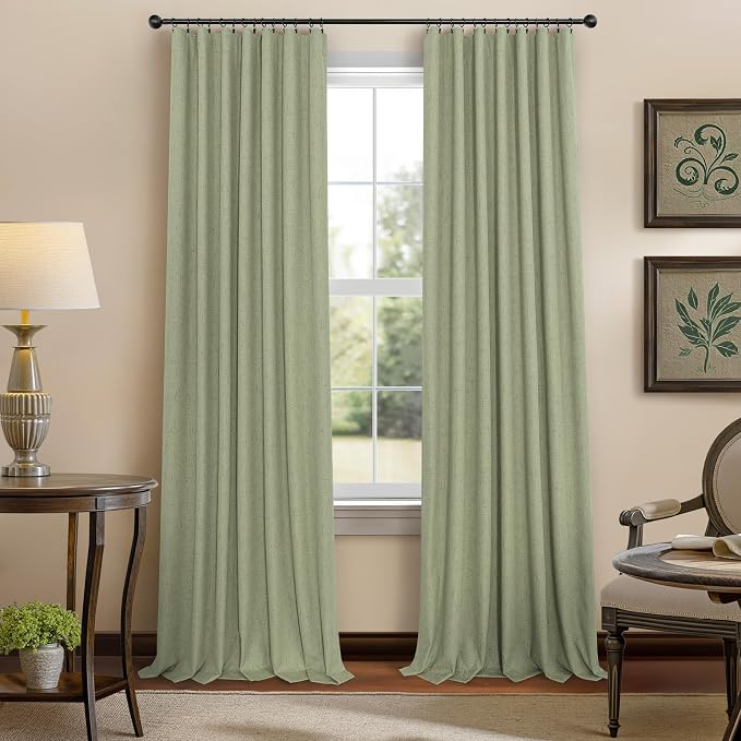 Pitalk Light Sage Green Black Out Curtains 63 Inch Long 2 Panel Set Back Tab - Image 8