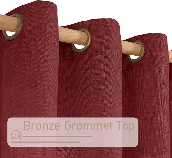LAMIT Burgundy Red Linen Curtains 72 Inch - Image 4