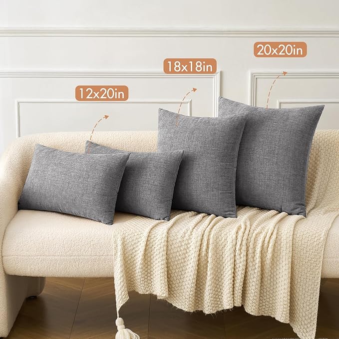MIULEE Pack of 2 Couch Throw Pillow Covers 20x20 Inch Soft Dark Gray Chenille - Image 4