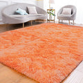 Goideal Fluffy Rug for Bedroom Living Room, 3x5 Orange Area Rugs, Faux Fur Shag by Goideal