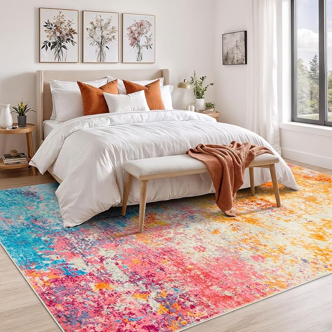 Rugflix 5x7 Area Rugs for Living Room, Washable Large Multicolor Rug - Image 2