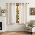 jinchan Belrose Linen Floral Cafe Curtains 54 Inch Length Embroidered Farmhouse - Image 2