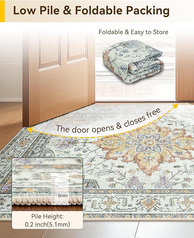 RELEANY Area Rugs 2'x10' Runner Rug Non Slip Washable - Image 7