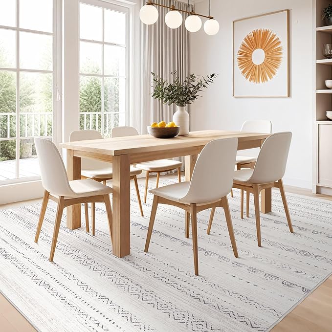Nakagishi 5x8 Area Rug Living Room: Washable Boho Large Neutral Soft Farmhouse - Image 7