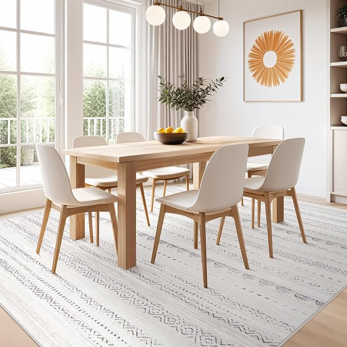 Nakagishi 10x12 Area Rug Living Room: Washable Boho Large Neutral Soft - Image 6