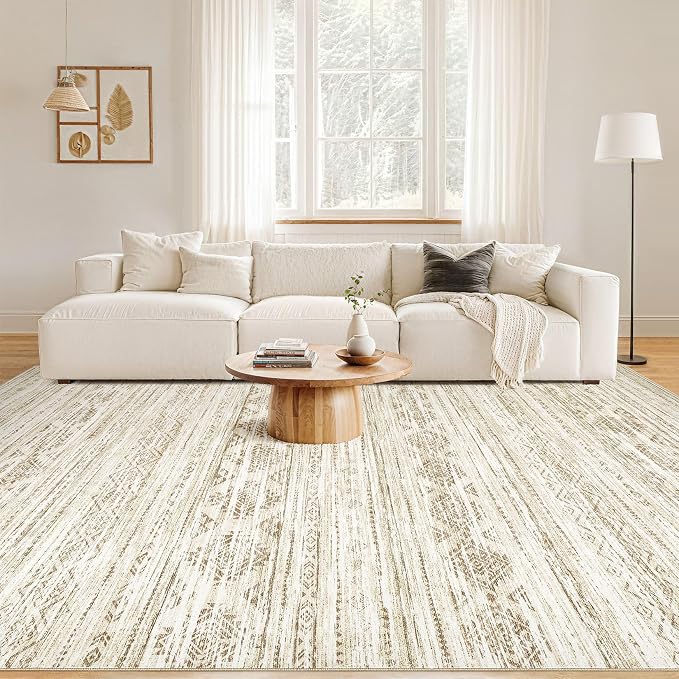 Nakagishi 8x10 Area Rugs Living Room: Washable Boho Large Neutral Modern Soft - Image 4