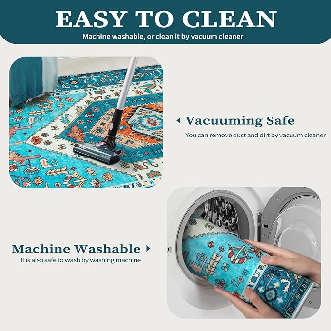 SERISSA 6x9 Area Rugs for Living Room, Large Washable Non-Slip Boho Rug - Image 2