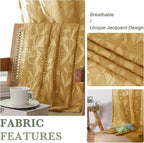 Lecloud Leia Dark Gold Sheer Kitchen Curtains 30 Inch Length 2 Panels, - Image 3
