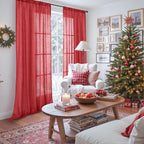 BGment Red Linen Curtains 90 Inch Length - Image 2