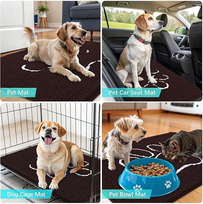 OLANLY Dog Door Mat for Muddy Paws 40x24, Paw Print Design, Absorbs Moisture - Image 7
