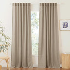 RYB HOME Sheer Linen Curtains 90 inches Long, Rod Pocket & Back Tab Linen Blend by RYBHOME