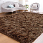 Goideal Fluffy Rug for Bedroom Living Room, 3x5 Brown Area Rugs, Faux Fur Shag by Goideal