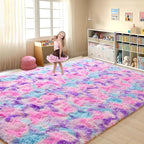 Tepook Soft Rainbow Rug for Girls Room, Cute Fluffy Girls Bedroom Rugs - Image 3