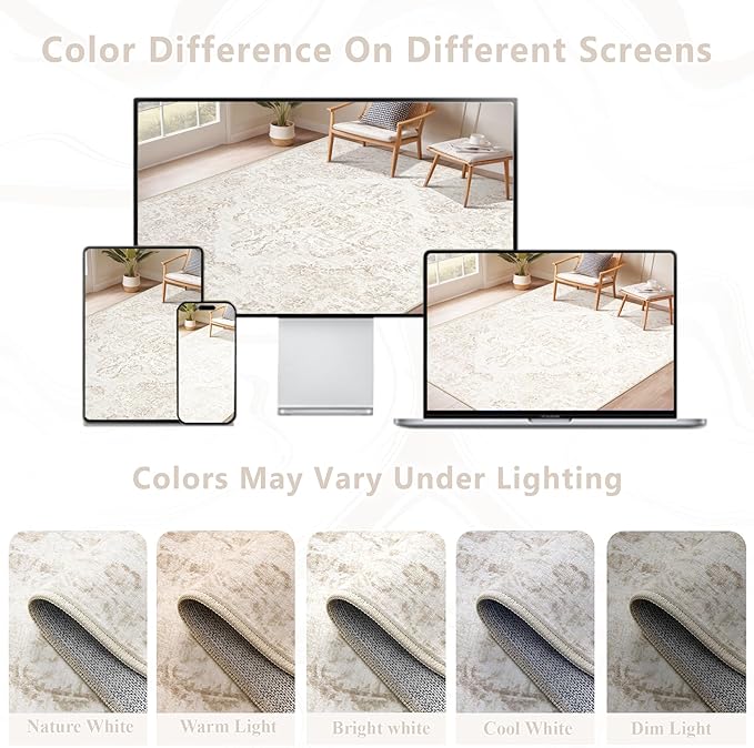 8x10 Area Rugs for Living Room: Washable Rug Vintage Large Rugs Soft Non Slip - Image 7
