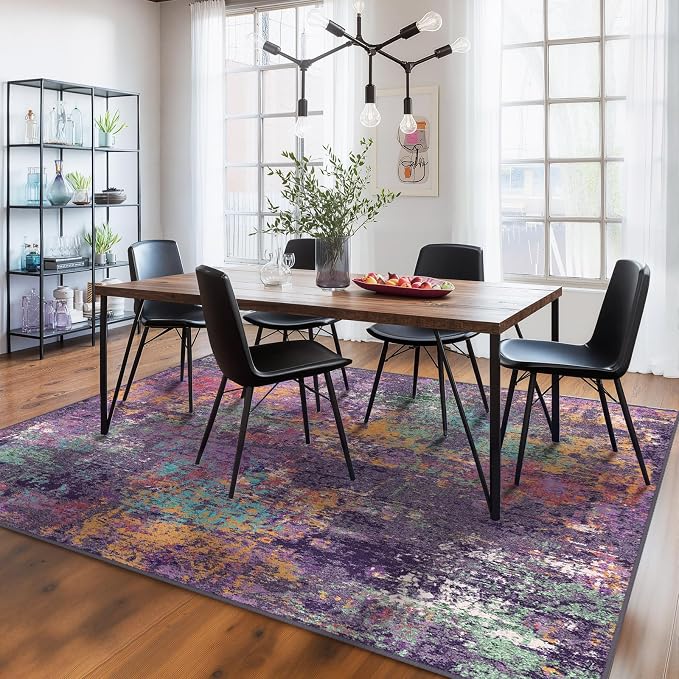 Washable Area Rugs 7'x9' Non-Slip Modern Abstract Soft - Image 2