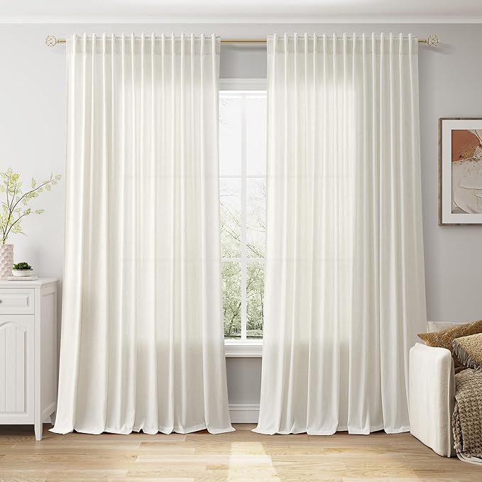 Nanspring Cream Extra Wide Linen Curtains by Nanspring