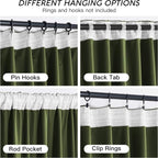 RYB HOME Olive Green Velvet Curtains - Image 4