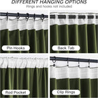 RYB HOME Green Velvet Curtains 84 inch, Solid Room Darkening Window Curtains - Image 4