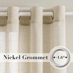 H.VERSAILTEX Linen Curtains Nickel Grommet Natural Linen Semi-Sheer Curtains 2 - Image 2