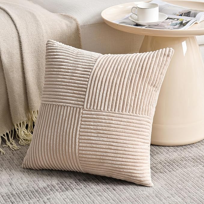Fancy Homi 2 Packs Tan Euro Decorative Throw Pillow Covers 28x28 Inch - Image 2