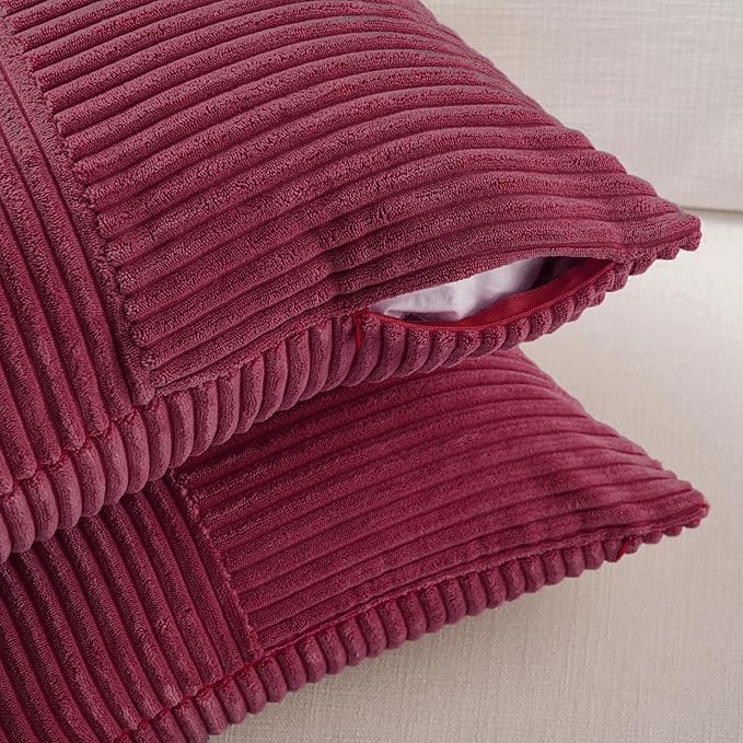 Fancy Homi 2 Packs Burgundy Lumbar Decorative Throw Pillow Covers 16x26 Inch - Image 4
