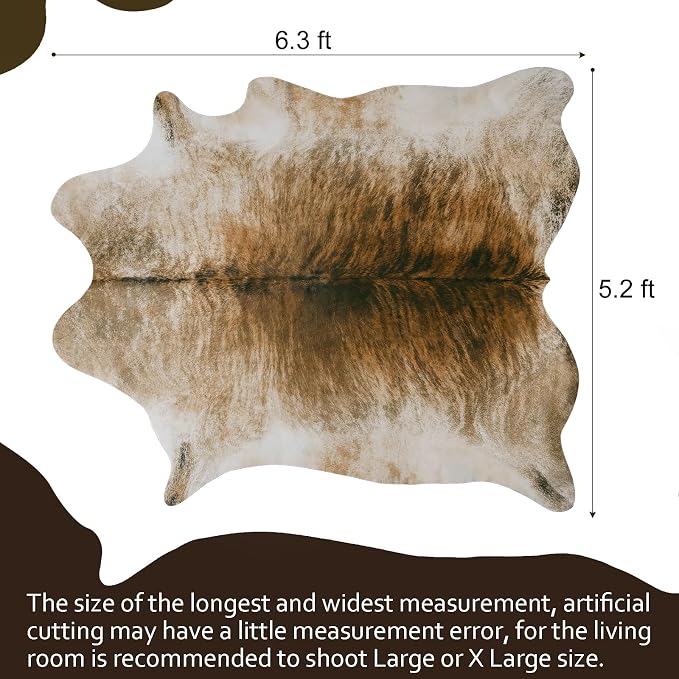 AROGAN Western Decor Faux Fur Cowhide Rug, 6.2 x 5.2 Feet Premium Animal Skin - Image 2