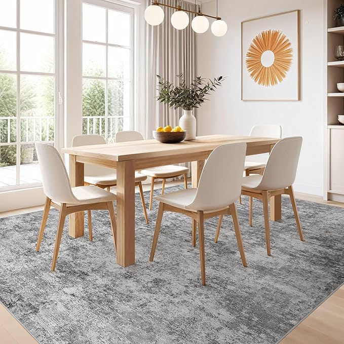 Nakagishi 9x12 Area Rugs Living Room: Washable Abstract Large Neutral Soft Rug - Image 6