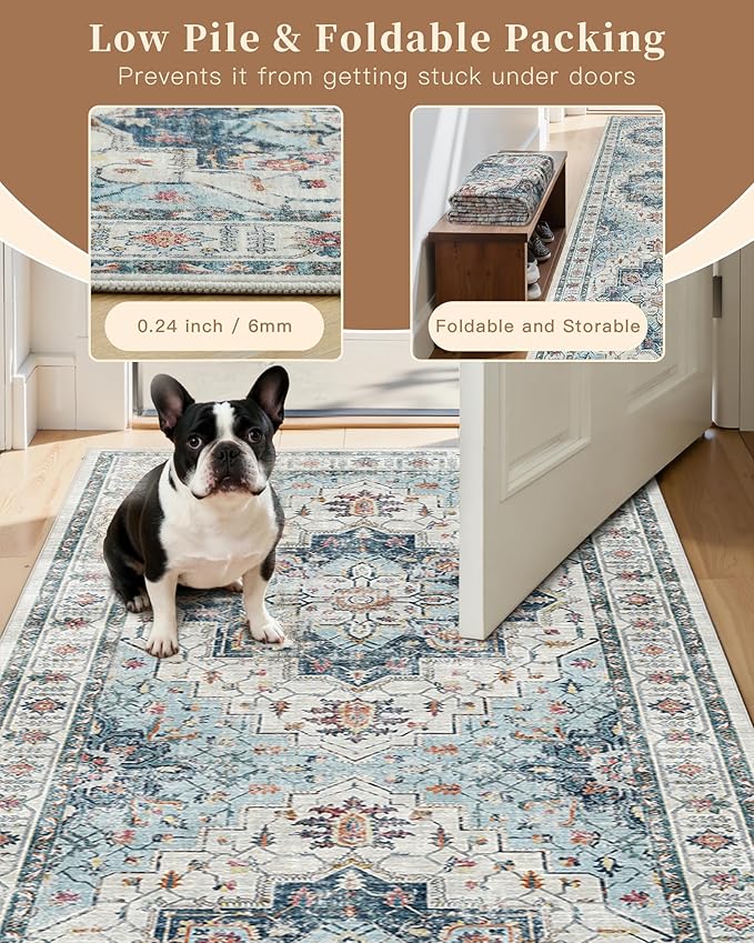 Madane Hallway Runner Rug 4x8 Wide: Washable Thin Runners - Image 6