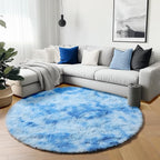 ONASAR Round Rugs 6ft for Living Room Bedroom, Tie-Dye Blue Fluffy Circle Area - Image 6