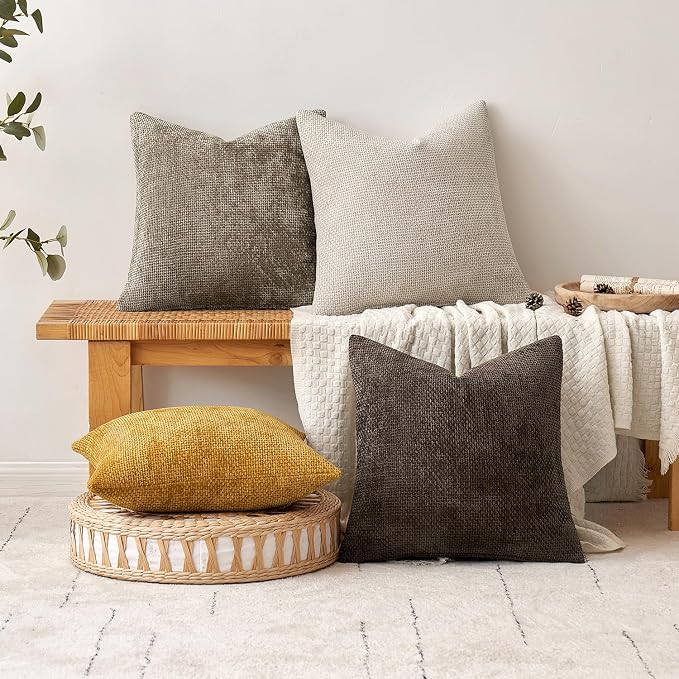 MIULEE Pack of 2 Couch Throw Pillow Covers 20x20 Inch Neutral Gold Modern Boho - Image 4