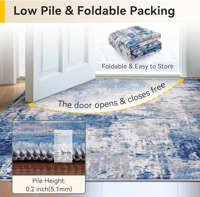 Washable Area Rugs 2'x3' Non-Slip Modern Abstract Soft - Image 6