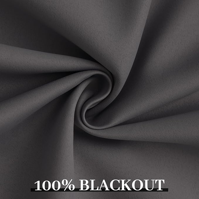 Yakamok Dove Grey 100% Blackout Curtains Grommet Window Treatments - Image 6