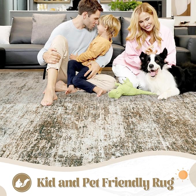 6x9 Area Rugs for Living Room, Washable Modern Abstract Large Area Rug Neutral - Image 6