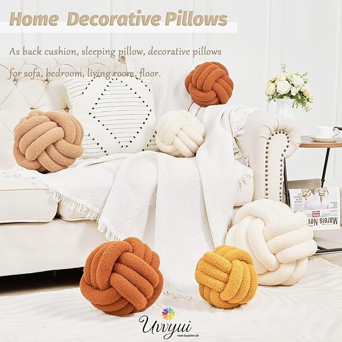 Uvvyui Knot Pillow Ball, Soft Home Decorative Pillows, Round Throw Pillow - Image 5