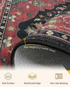Area Rugs 5'x7' Washable Non-Slip, Floral Vintage Distress Print Pattern - Image 4