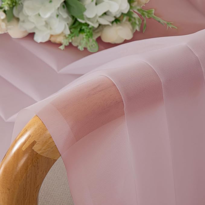 OVZME Blush Pink Sheer Curtains 72 Inches Long 2 Panels - Image 5