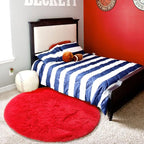 Red Circle Round Rug 7Ft for Living Room Bedroom, Large Fluffy Shag Area Rugs - Image 5