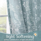 jinchan Linen Floral Curtains for Living Room, 63 Inch Length Curtains - Image 4