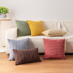 Pack of 2 Corduroy Decorative Throw Pillow Covers 18x18 Inch Soft Striped - Image 7