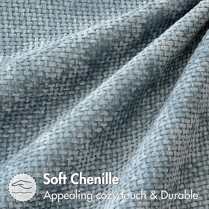 MIULEE Pack of 2 Lumbar Couch Throw Pillow Covers 20x12 Inch Coastal Smoke Blue - Image 8