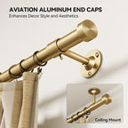 YaFex 2 Pack Heavy Duty Curtain Rods 32-150 Inch, 1 Inch Adjustable Gold - Image 2