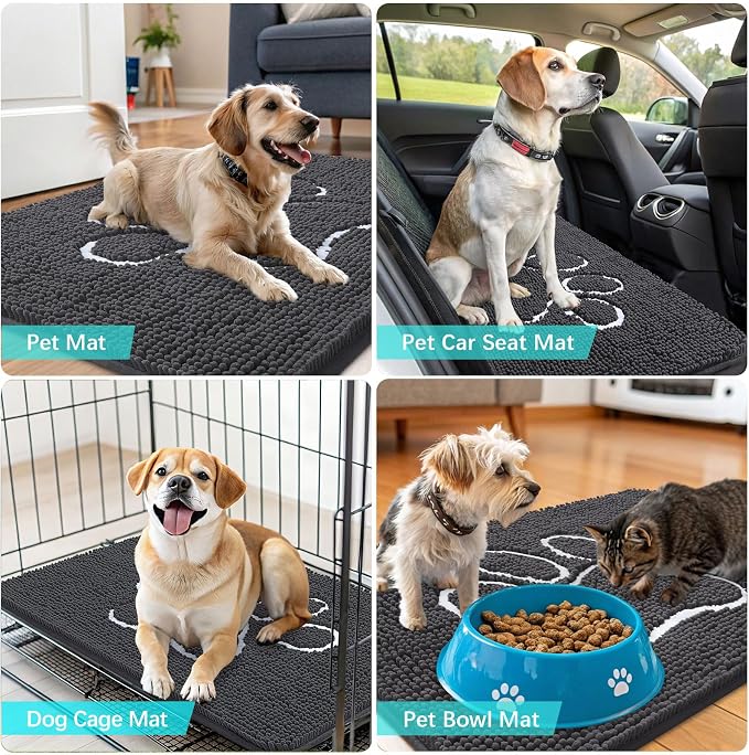 OLANLY Dog Door Mat for Muddy Paws 32x20, Paw Print Design, Absorbs Moisture - Image 7