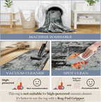 Washable Area Rugs 2'x8' Non-Slip Modern Abstract Soft - Image 4