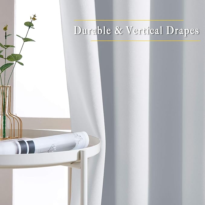 NICETOWN Greyish White Room Darkening Curtains Blackout 40 inch Curtains - Image 5